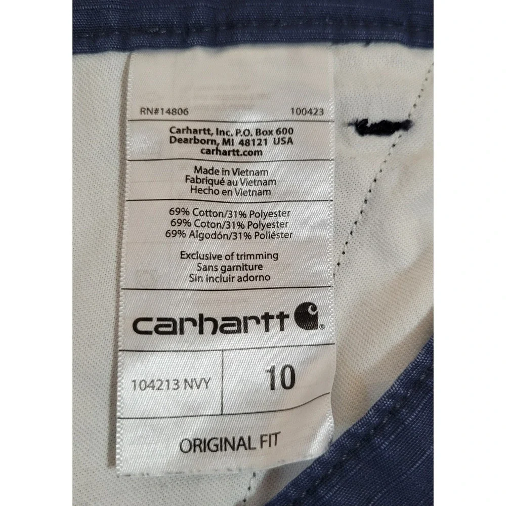 Carhartt Original Fit Carpenter Roll Up Shorts Size 10 Navy Blue Women's 0779 - Picture 5 of 6